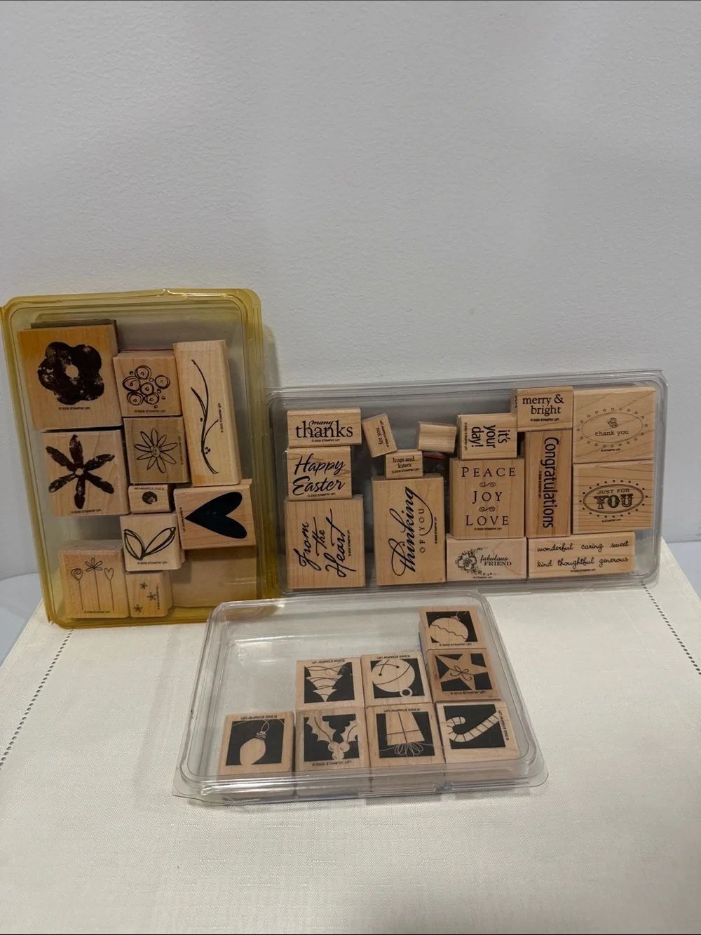 STAMPIN’UP set of 3 boxes x 44 of wood rubber stamps as pictured